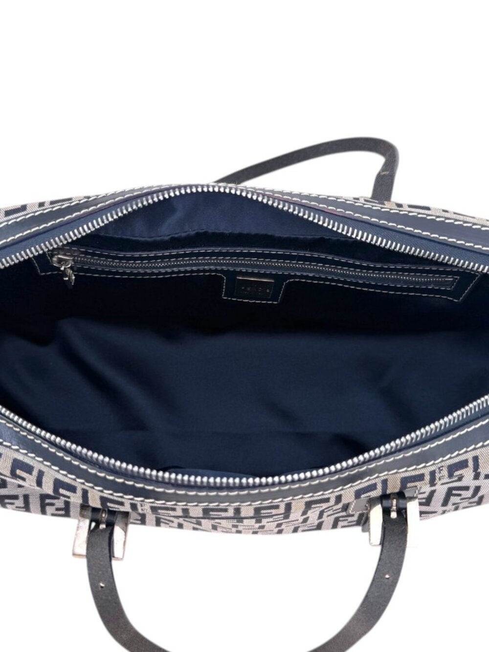 Fendi Navy Blue East West FF Zucchino Canvas Bag - Picture 7 of 14